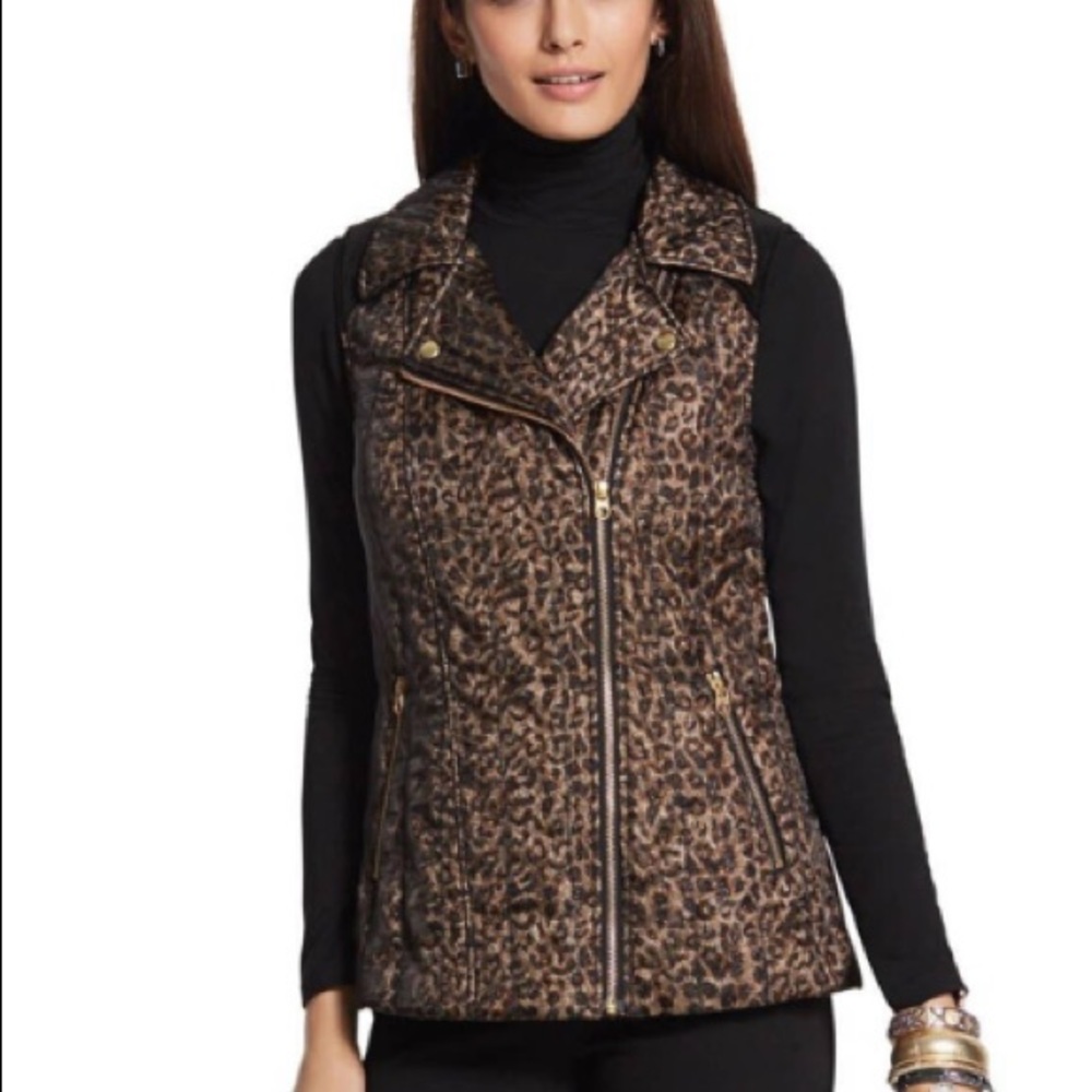 😽Chico’s 😽Velveteen Animal Print Moto Vest